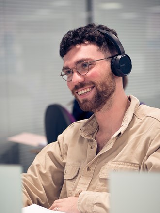 Student wearing headphones